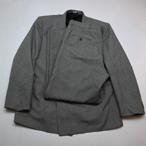 Mens Double Breasted 42R 34x30 Gray Micro Houndstooth Wool Jacket Pants Suit